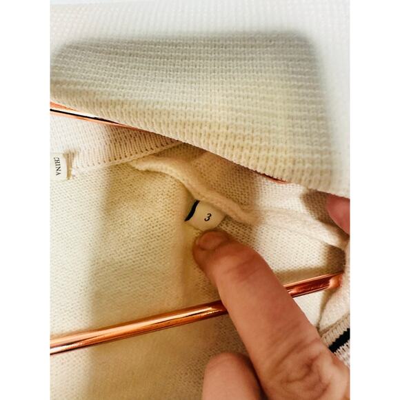 SANDRO Off-White Wool Knit Long Sleeve Retro Prep Alizia Sweater Size 3 - Picture 10 of 13